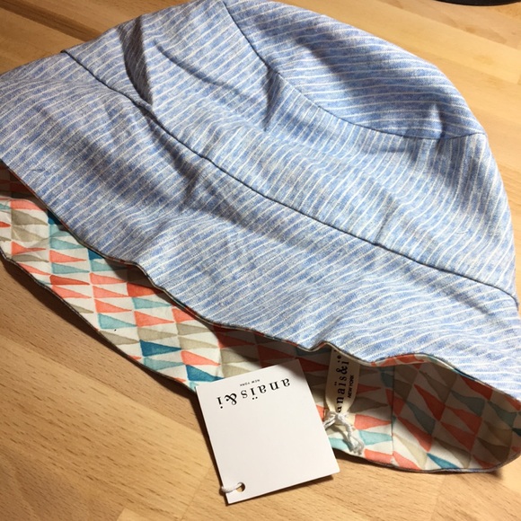 Anais & Ani Sky Blue/Coral Patterned Summer Hat - Picture 2 of 2